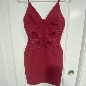 Windsor Formal Red Dress w/ flower and mesh detail
